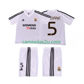 Camisolas de futebol Real Madrid ZIDANE 5 2004 20025 Retro Criança Equipamento Principal Manga Curta